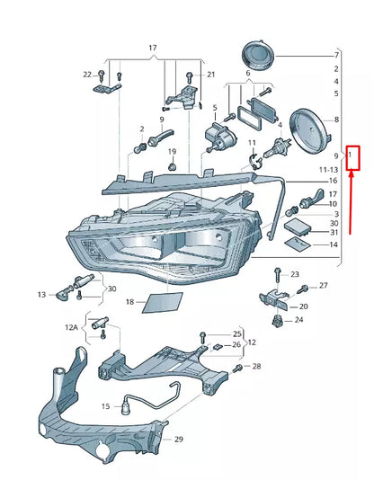 NEW AUDI A5 SPORTBACK 8T FRONT LEFT HEADLIGHT RHD 8T0941003BB ORIGINAL