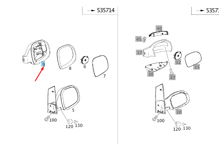 NEW MB VITO W639 FRONT RIGHT DOOR MIRROR COVER LHD A0008110422 ORIGINAL
