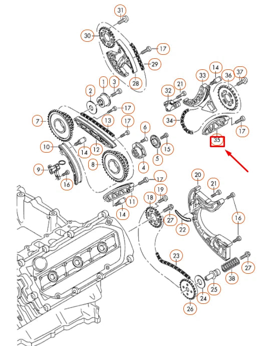 NEW AUDI A4 B8 TIMING CHAIN SLIDE RAIL 057109513B ORIGINAL