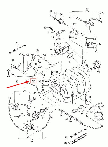 NEW AUDI A6 AVANT C6 ENGINE VACUUM PIPE 06E133633E ORIGINAL