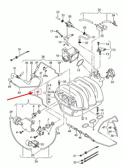 NEW AUDI A6 AVANT C6 ENGINE VACUUM PIPE 06E133633E ORIGINAL