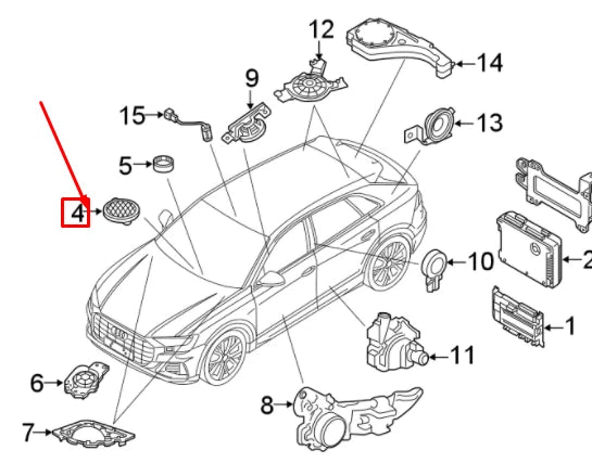 NEW AUDI Q7 4M DASHBOARD CENTER MID-RANGE SOUND SPEAKER 4M0035416C ORIGINAL