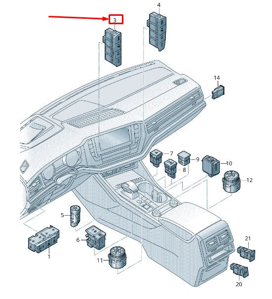NEW VW TOUAREG CR CONTROL PANEL WITH PUSHBUTTONS 762927217CWHS