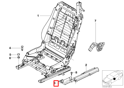 new bmw 6 e64 front right seat frame covering 52108270018 8270018 original