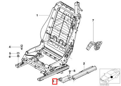 new bmw 6 e64 front right seat frame covering 52108270018 8270018 original