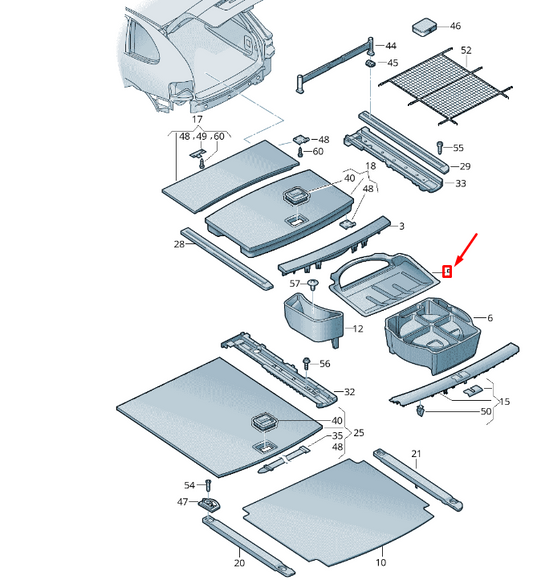 new vw touareg 7p mk2 luggage compartment shelf base 7p0863697a original