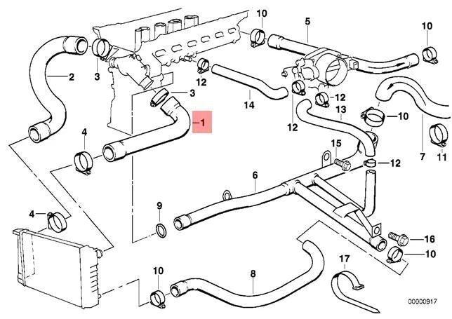NEW BMW 3 E36 2.0I 110KW LEFT SIDE COOLING WATER HOSE 11531720720 ORIGINAL