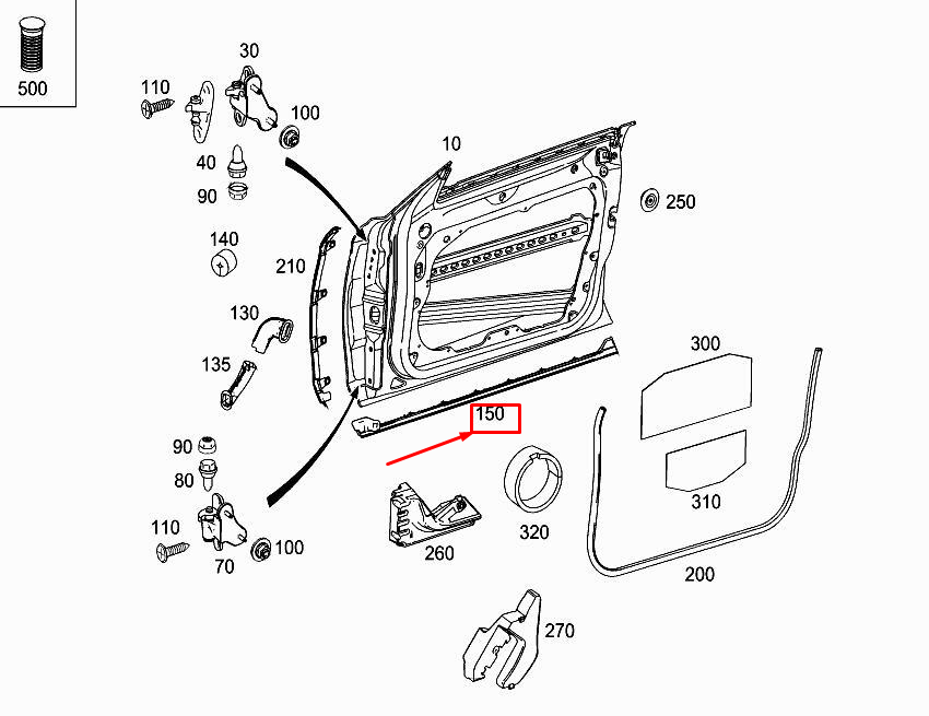 new mercedes-benz cls c218 front right door deflector strip a2186902662 original