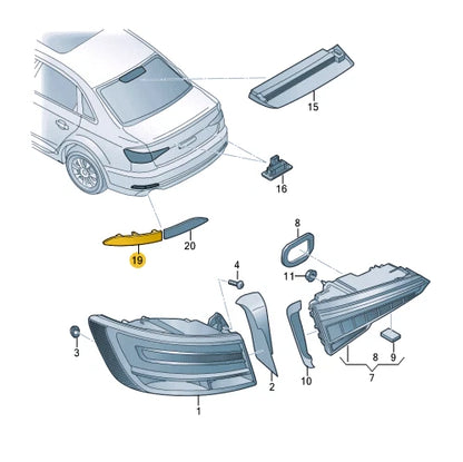 NEW AUDI A4 B9 REAR RIGHT OUTER BUMPER REFLECTOR 8W0945106AC ORIGINAL