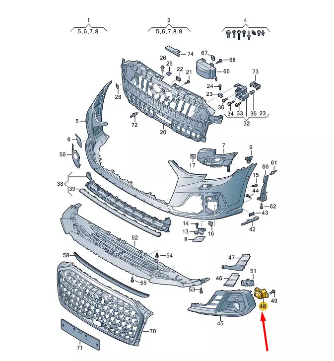 NEW AUDI A8 4N FRONT LOWER GRILLE MOLDING LEFT 4N0807819A ORIGINAL