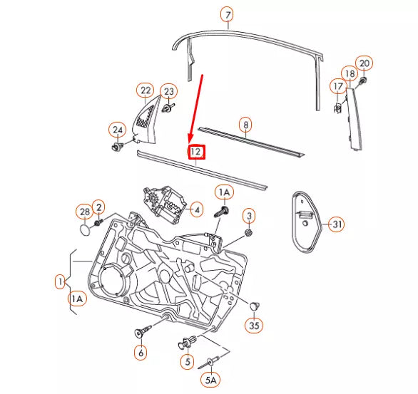 NEW VW GOLF MK6 FRONT LEFT INNER WINDOW APERTURE SEAL 5K3837479B5AP ORIGINAL