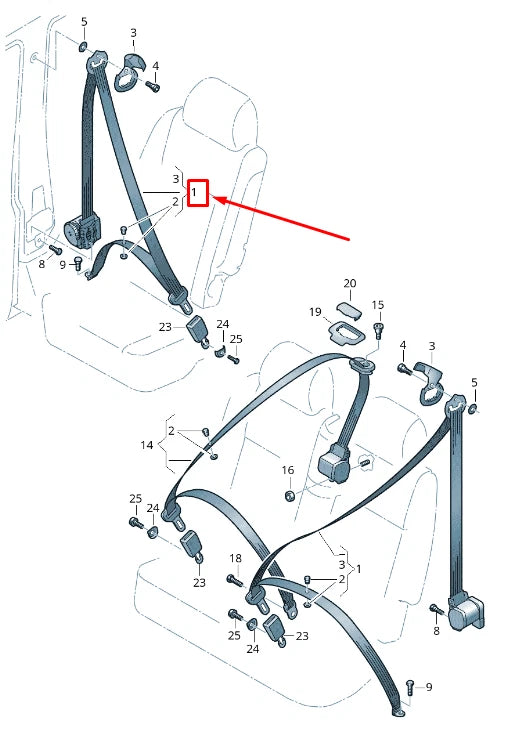 NEW VW CADDY IV SA MK6 RIGHT THREE-POINT SEAT SEATBELT 2K5857448ARYV ORIGINAL