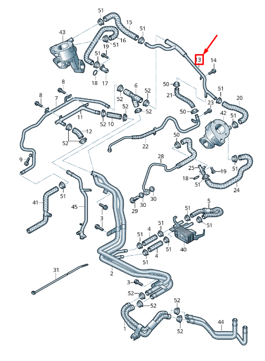 new audi q7 4l engine coolant pipe 05a121065b original