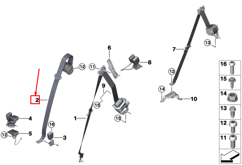 new bmw x7 g07 rear middle seatbelt 72117497619 original