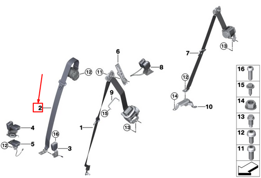 new bmw x7 g07 rear middle seatbelt 72117497619 original