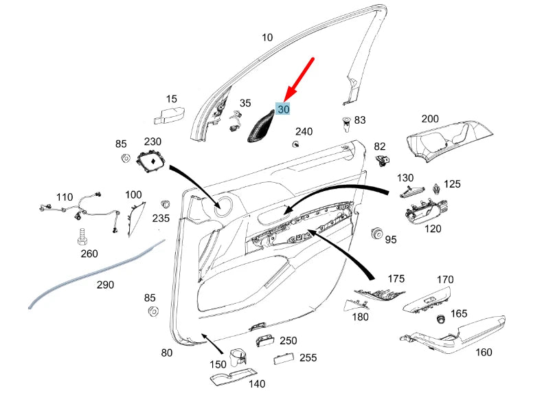 NEW MB GLE W167 FRONT RIGHT DOOR MIRROR TRIANGLE COVER A16772024057F24