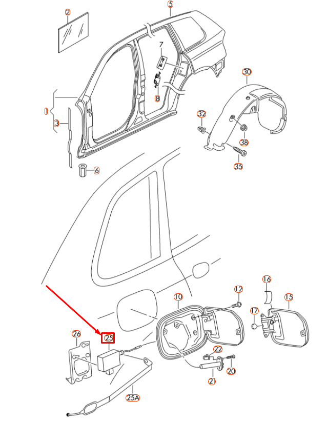 NEW VW TOUAREG 7L FUEL FILLER DOOR THROTTLE CONTROL ELEMENT 1J0810773D ORIGINAL