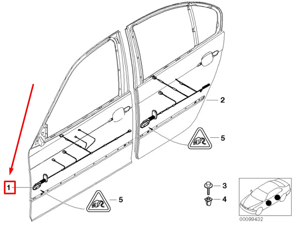 NEW BMW 3 E46 FRONT LEFT DOOR CABLE HARNESS 61126913082 6913082 ORIGINAL