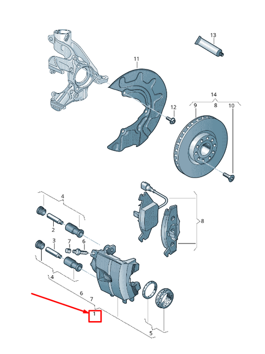 new vw golf vii 5g mk7 front right brake caliper 5q0615124 original