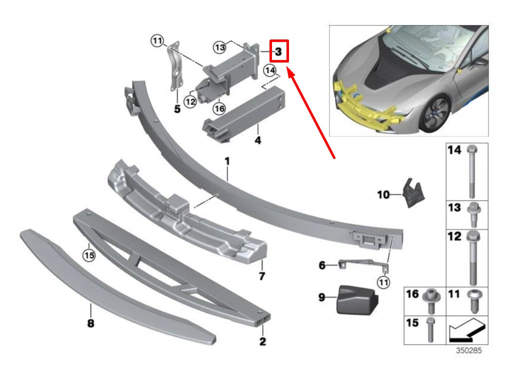 NEW BMW I8 I12 FRONT RIGHT DEFORMATION ELEMENT 7336202 51117336202 ORIGINAL