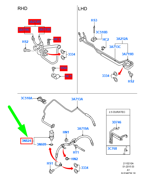 new ford s-max mk1 power steering pressure switch 1437144 6g91-3n824-aa original