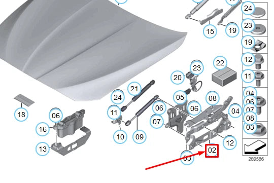 NEW BMW 5 F10 ENGINE HOOD RIGHT HINGE 41007270884 7270884 ORIGINAL