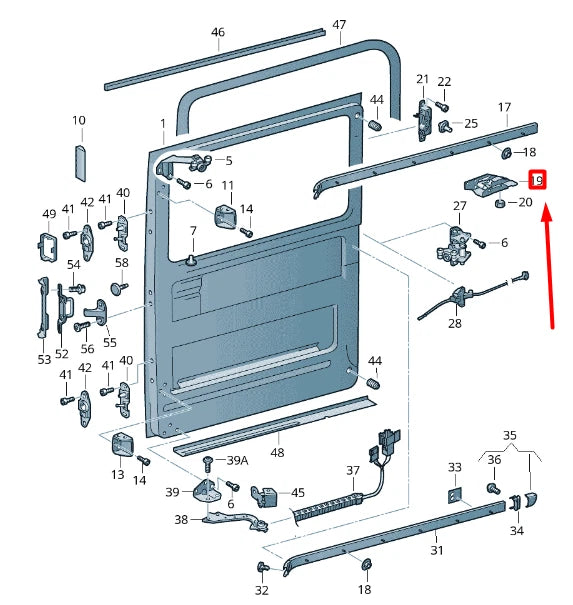 NEW VW CRAFTER 2F MK1 RIGHT SLIDING DOOR LOCKING BRACKET 2E1843676