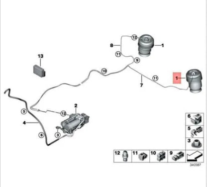NEW BMW X5 F85 M REAR AIR PNEUMATIC SPRING 37107850225 ORIGINAL