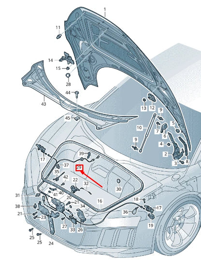 NEW AUDI R8 4S BONNET LOCK CABLE LHD 4S1823530B