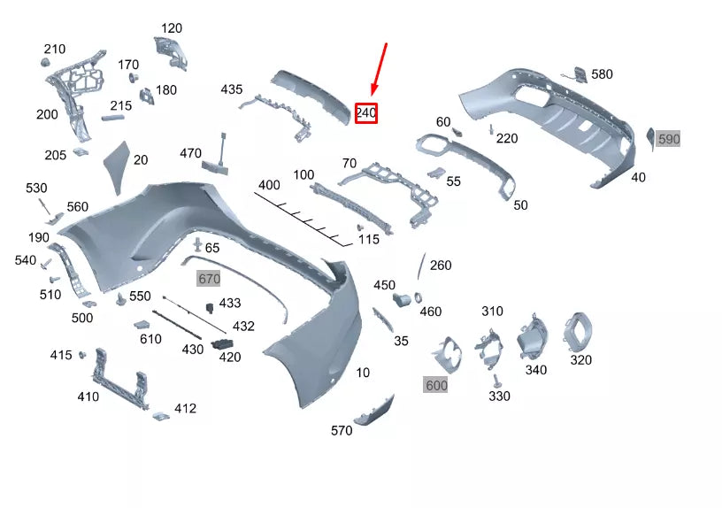 NEW MERCEDES-BENZ GLE W167 REAR BUMPER CENTER TRIM A1678857500 ORIGINAL