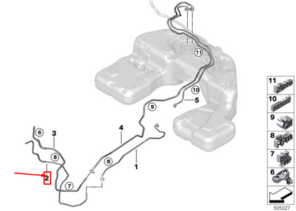 new bmw x5 g05 m50dx front fuel feed line 16127439969 original