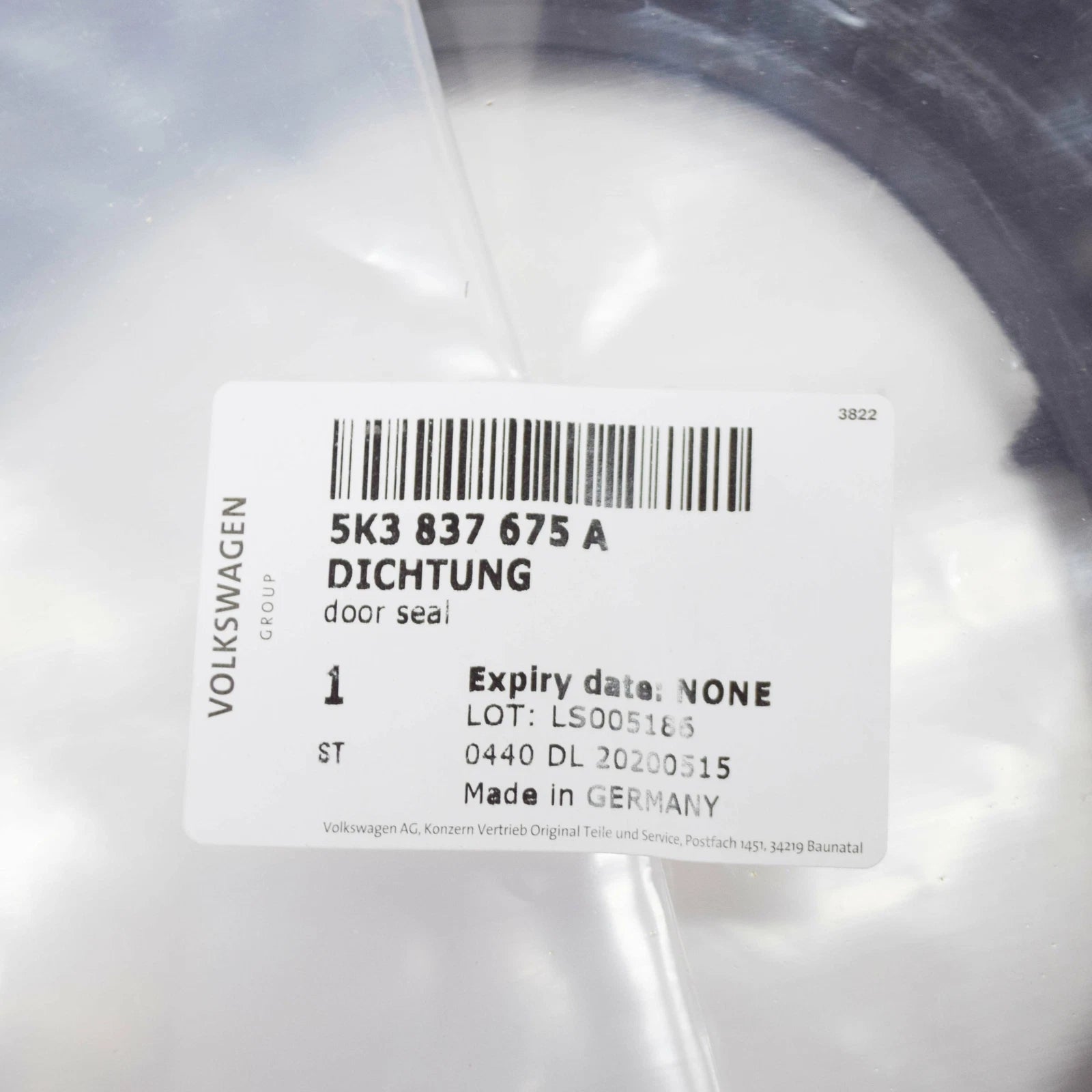 NEW VOLKSWAGEN GOLF MK6 3 DOORS FRONT LEFT OUTER DOOR SEAL 5K3837675A