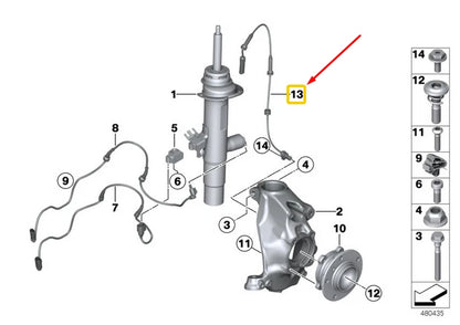 NEW BMW 1 F20 FRONT SIDE ABS WHEEL SPEED SENSOR 34526791748 ORIGINAL