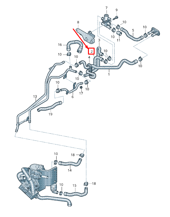 new audi a4 allroad b8 engine coolant return hose 8k1265370c original