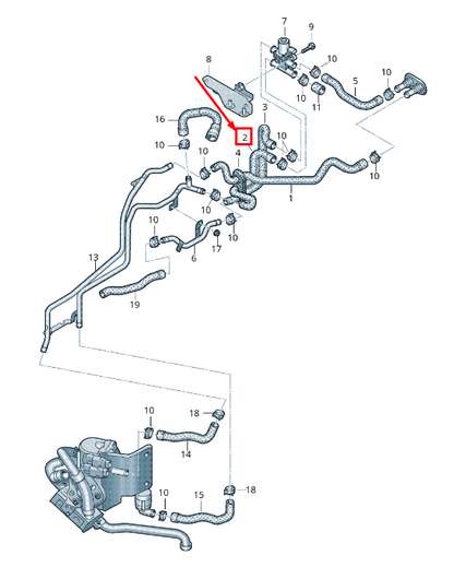 new audi a4 allroad b8 engine coolant return hose 8k1265370c original