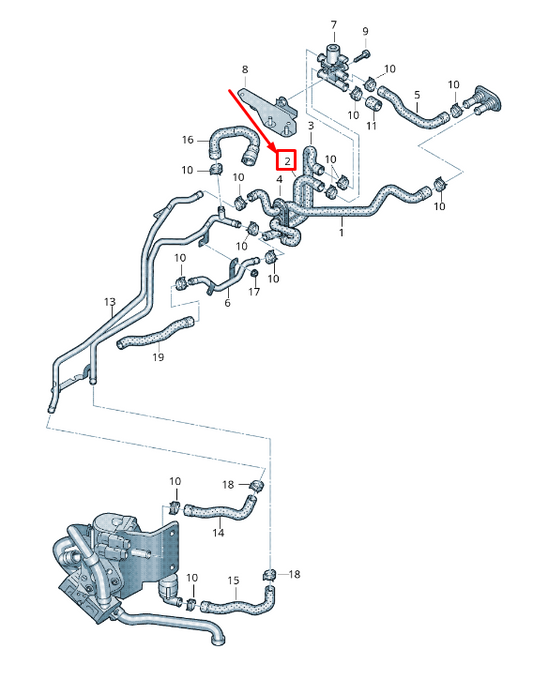 new audi a4 allroad b8 engine coolant return hose 8k1265370c original