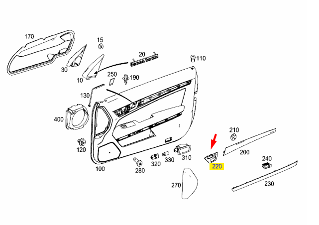 NEW MERCEDES-BENZ E COUPE C207 FRONT LEFT DOOR MOULDING A2077207522 ORIGINAL