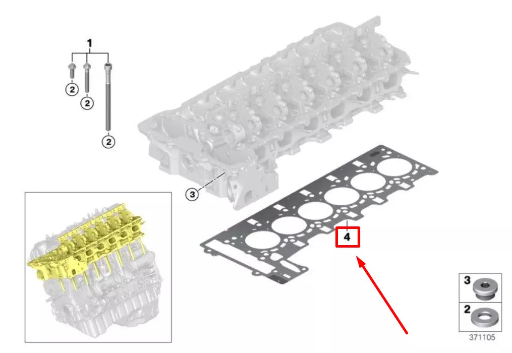 NEW BMW 3 F30, F80 ENGINE CYLINDER HEAD GASKET 11127849620 7849620 ORIGINAL