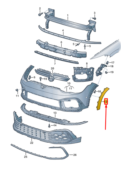 new vw golf cd mk8 front left bumper wheel cover 5h0807258a9b9 original