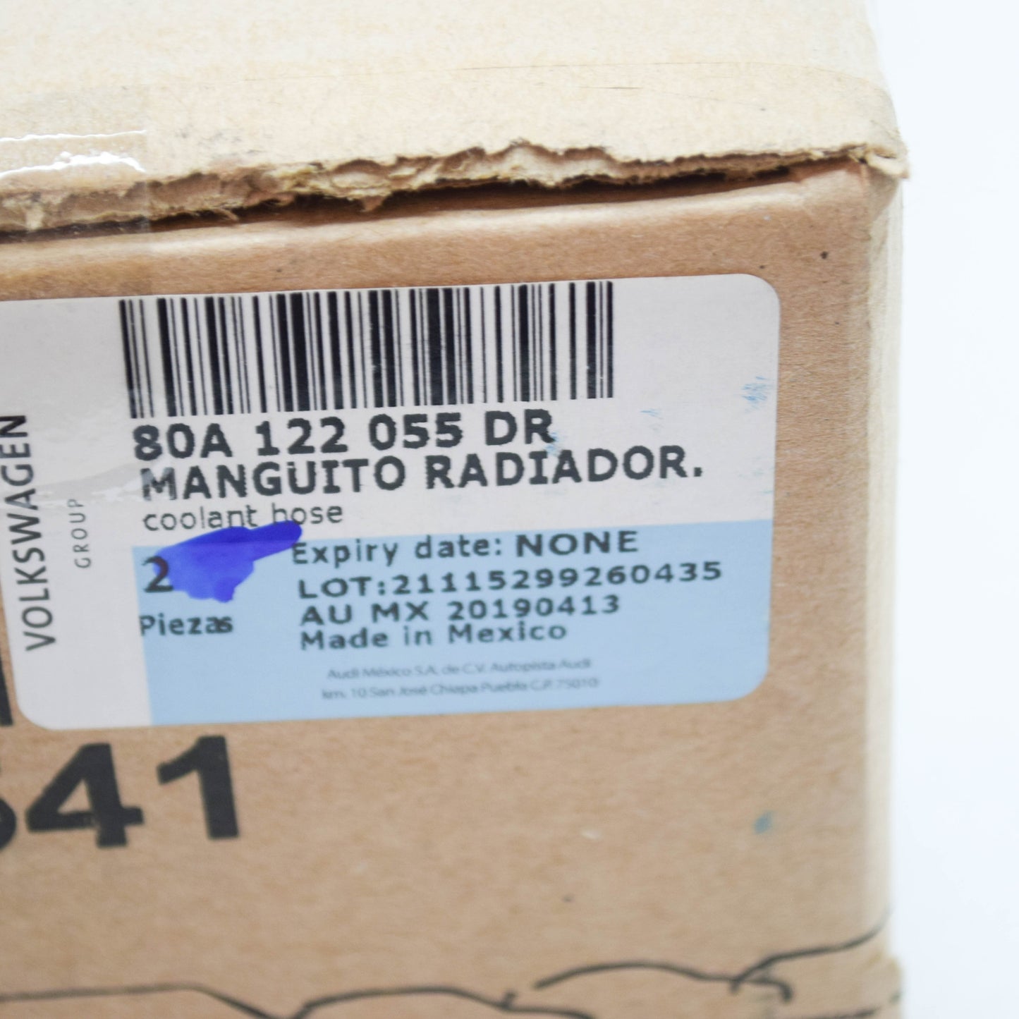 NEW AUDI Q5 FY COOLANT HOSE WITH QUICK RELEASE COUPLING 80A122055DR ORIGINAL