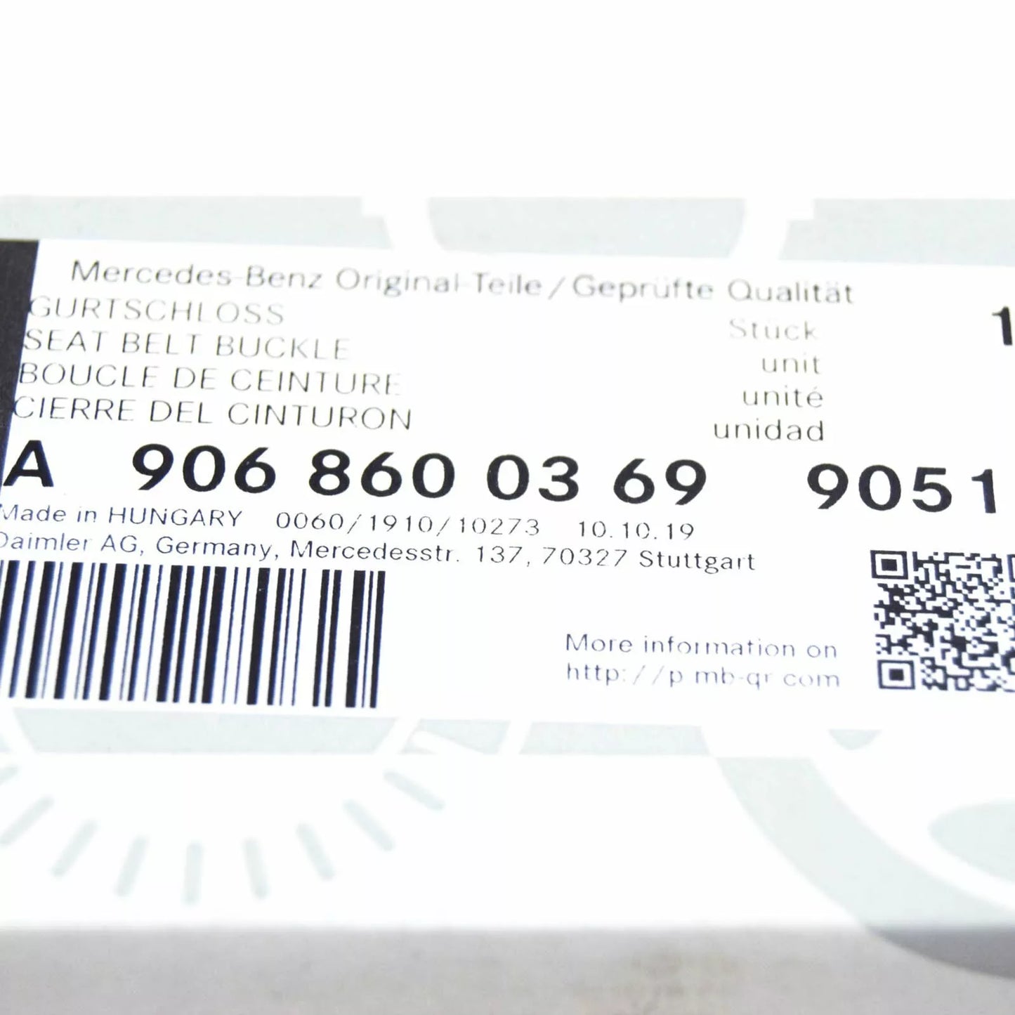 NEW MERCEDES BENZ SPRINTER 906 FRONT LEFT SEAT BUCKLE A90686003699051