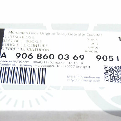 NEW MERCEDES BENZ SPRINTER 906 FRONT LEFT SEAT BUCKLE A90686003699051