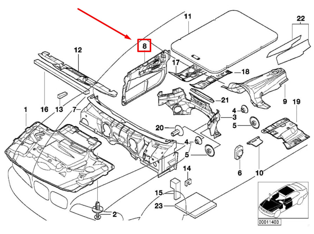 NEW BMW 5 E39 FRONT LEFT DOOR PANEL INSULATION 7055929 51487055929 ORIGINAL