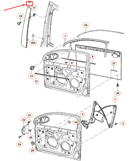 NEW VW JETTA A5 FRONT RIGHT DOOR WINDOW FRAME TRIM 1K5837902D03C ORIGINAL