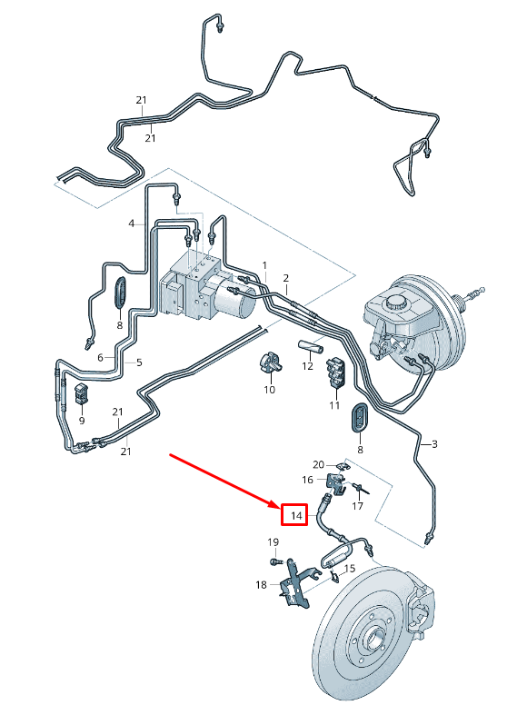 NEW AUDI A8 4N FRONT RIGHT BRAKE HOSE 4N0611708E ORIGINAL