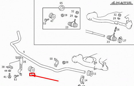 NEW MERCEDES-BENZ CLK C208 FRONT TORSION BAR RUBBER BUSHING A1243235785 ORIGINAL
