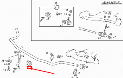 NEW MERCEDES-BENZ CLK C208 FRONT TORSION BAR RUBBER BUSHING A1243235785 ORIGINAL