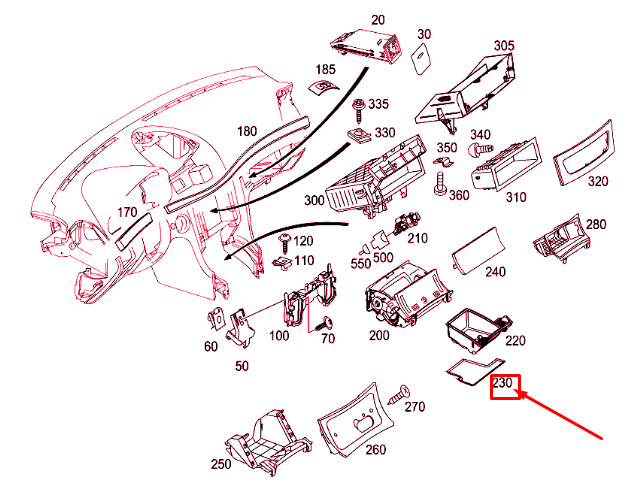NEW MERCEDES-BENZ E-CLASS W211 ASHTRAY LINING A2116830051 ORIGINAL