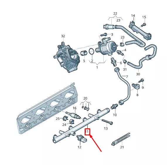 NEW VW BEETLE 5C FUEL RAIL 06K133317AA ORIGINAL