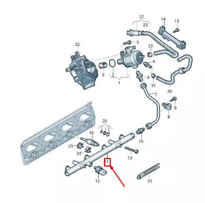 NEW VW BEETLE 5C FUEL RAIL 06K133317AA ORIGINAL